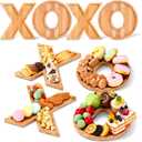 4 Pcs Valentine Wooden XOXO Shaped Charcuterie Board Letters Fillable XOXO Shaped Serving Platters Bamboo Valentine's Day Decorative Tray Plates for Snack Cake Candy Cookies Party Decor