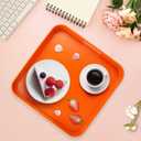 Square Orange Decorative Serving Tray with Handles, Versatile Ottoman Tray for Coffee Table, Entertaining, Outdoor Patio, Living Room, 13*13*1.6