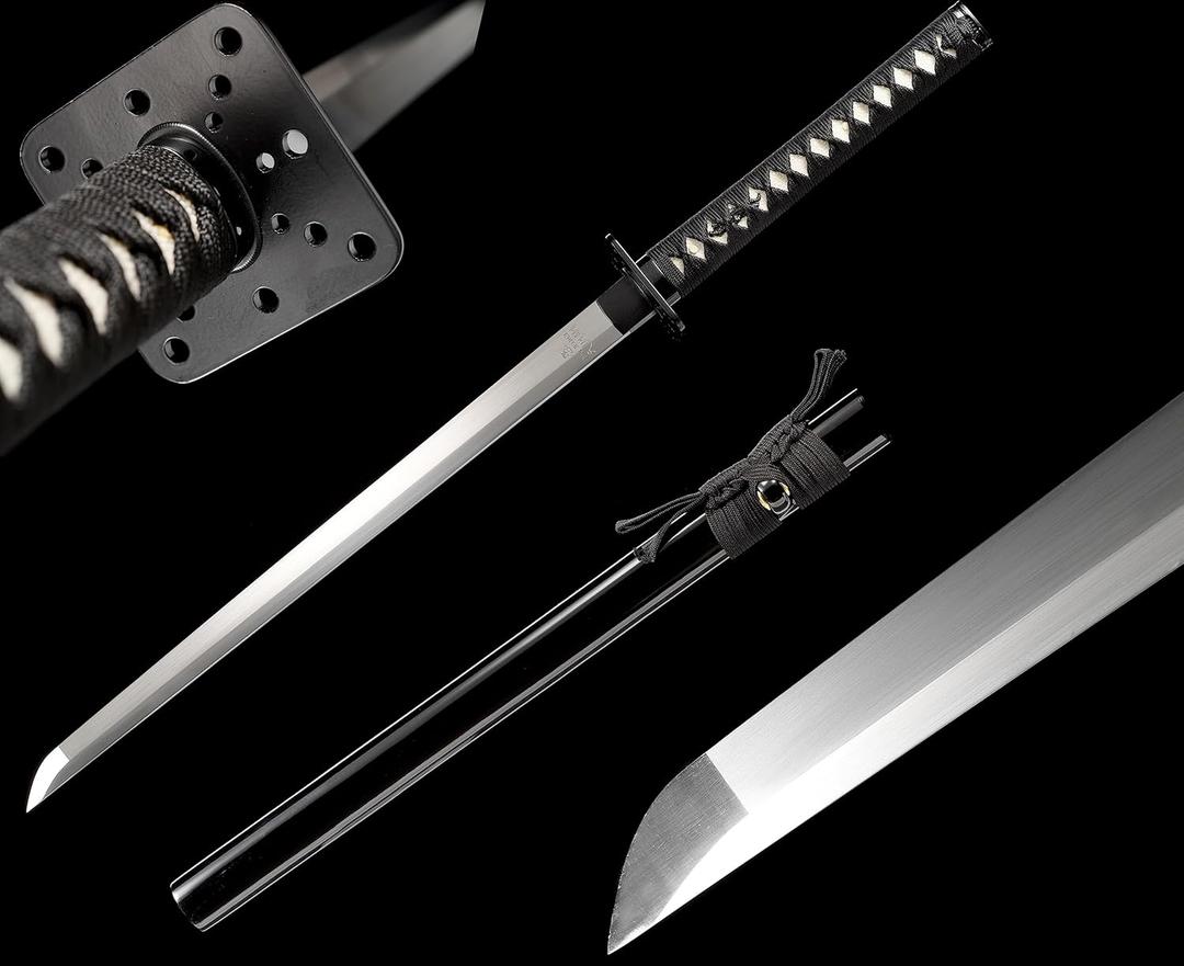 Lyuesword Handmade Full Tang Sharp Samurai Sword Katana Black Replica of Enter The Ninja Sword Real Battle Ready Ninjato
