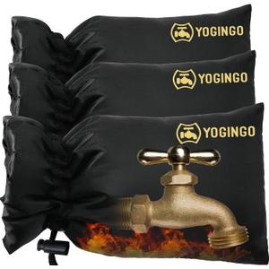 Outdoor Faucet Covers for Winter Freeze Protection, 3 Pack 6.7" x 9.5" Hose Bib Covers for Winter, Water Spigot Covers Winter Insulated, Pipe Wrap Insulation Cover Socks Faucet Freeze Protector (Black)