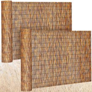 Barydat 2 Pcs 5 x 16.4 ft Bamboo Privacy Screen, Reed Fence Roller Patio Decorative Fences Reed Screen Curtain for Garden Backyard Patio Balconies