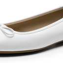 DREAM PAIRS Women's Flats Square Toe Ballet Flats Comfortable Casual Ballerina Flat Dress Shoes with Bow Suitable for Dressy Business Casual Work Office, Size 7.5, White