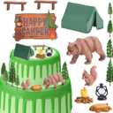 13 Pcs One Happy Camper Cake Topper Happy Camper Cake Decorations Forest Birthday Party Decorations Fireside Woodland Camping Topper for Camping 1st Birthday Party Photo Prop