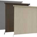 AOSKY Outdoor Roller ShadesCordless Patio Shades Roll Up Outdoor BlindsRoller Blinds Cloth for Porch Pergola Balcony Backyard Windows96" W x 72" HSesame