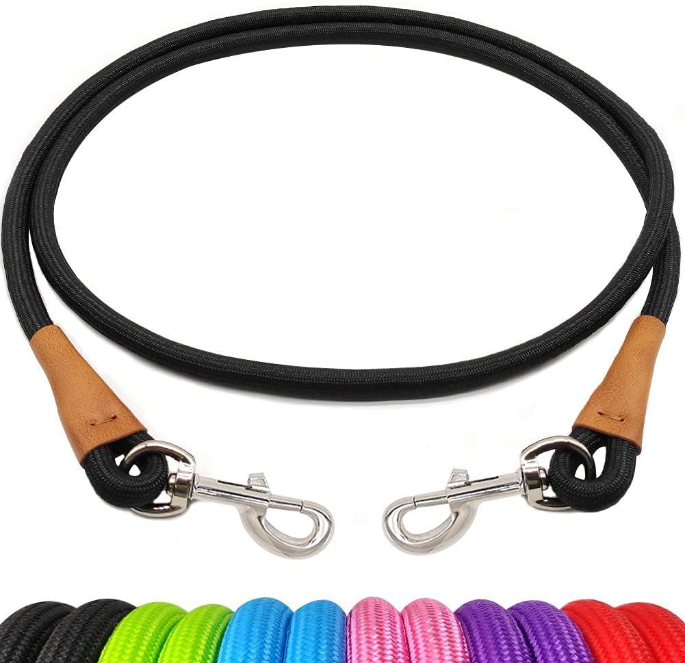 6 Foot Dog Tie Out Rope Leash, Heavy Duty Climbing Nylon Basic Leash for Camping, Indoor, Outdoor and Front Yard (0.5in.x 6ft.(for dogs weight 18-120lbs.), Black)