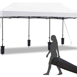 CABIHOME 10X20FT Instant Pop Up Canopy Tent, Beach Tent with One Push Setup, Heavy Duty Canopy Set, Waterproof & UV Protected, Outdoor Canopy for Commercial Events, Camping, Backyard Parties, White