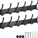 Coat Rack Wall Mount, 2 Pack Coat Hooks Hanger Wall Double Hook Rack Rail Towel Hat Rack Entryway Bathroom Hanger Organizer for Robes, Clothes, Bags, Hat(Black)
