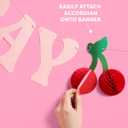 xo, Fetti Happy Birthday Cherry Banner - Pink Glitter, 6.5 Ft. | 3D Cherry Garland, Bday Decoration, Accordion Party Sign, Pop Up Photoshoot Backdrop