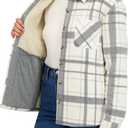 HFX Women's Button Down Plaid Fleece Shacket With Bonded Sherpa Lining, Dual Chest Pockets S