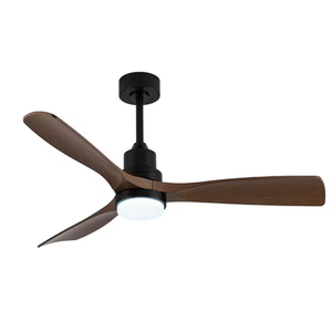 52 in. Black and Dark Brown Indoor Ceiling Fan with Light and Remote 