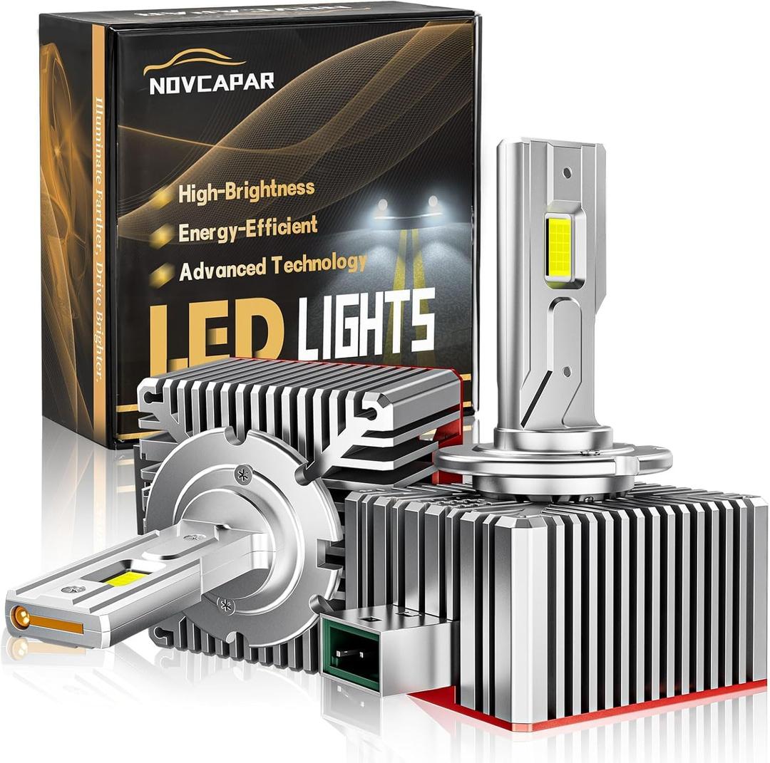 D3S D3R LED Bulbs, 24000LM +600% Brightness, 6500K Cool White, High & Low Beam, Plug & Play, Canbus Error Free, Fog Light Bulbs, Pack of 2