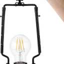 Mornajina 7 8 9 10 inch Lamp Shade Harp Holder, Adjustable Lamp Harps and Finals, Fit both Standard Lamp Rod and E26 E27 Light Base UNO Fitter Adapter Converter Finial Set (Black)