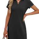 ANRABESS Womens Casual Summer T Shirt Dress Short Sleeve V Neck Mini Shift Dresses 2025 Fashion Vacation Travel Outfit (X-Large, Black)