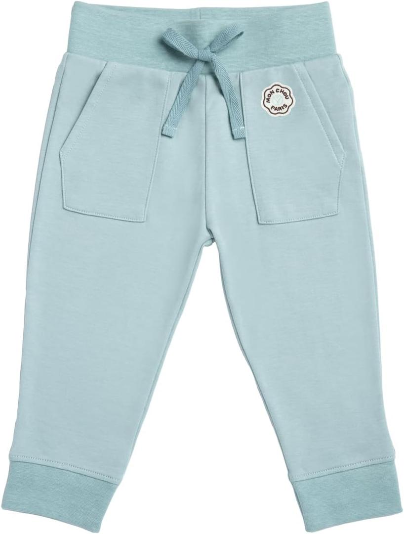 MON CHOU Organic Cotton Joggers - 100% Pima Cotton Baby Pants - Lightweight and Breathable Infant Pants for All Seasons (Green)