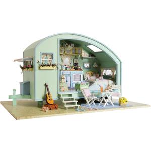 CRIOLPO 3D Wooden Miniature Dollhouse Kit, 1:24 Scale Creative Room with Furniture, DIY Building Toys, Detailed Mini Wooden Doll House, for Craft Enthusiasts and Home DCor - Time Travel