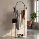 Black Clothing Racks, Modern Industrial Clothes Rack with Shelf, Heavy Duty Freestanding Coat Rack, Metal Coat Hanger Stand with Hooks for Boutique Office