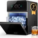ecozy 2" Clear Ice Ball Maker Countertop with CrystalFlux Technology, 4 pcs in 40 Mins, 144 pcs/Day, Sphere Ice Maker with Automatic Water Supply, Self-Cleaning, Enhanced Insulation for Whiskey Bar