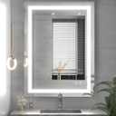 TETOTE 28 x 36 Bathroom LED Mirror with Lights LED Mirror Vanity Makeup Mirror Dimmable Anti-Fog Wall Mounted, Tempered Glass (36"L x 28"W)