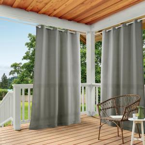 TOWN & COUNTRY BASICS Cabana Solid Heavyweight Indoor Outdoor Curtains, Light Filtering Opacity with Grommet Top, Water Repellent, 2-Pack Set, 54"x108", Medium Grey