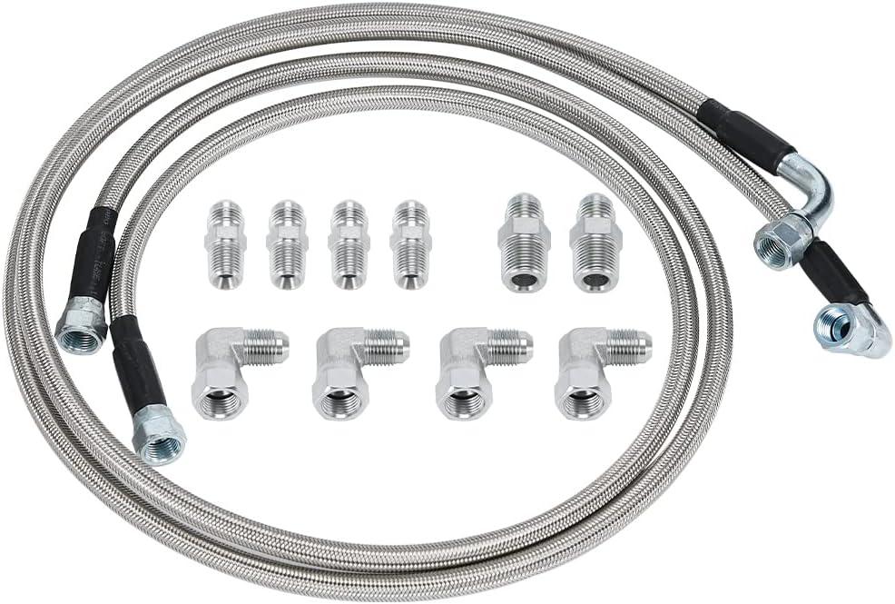 6AN 52" Transmission Fluid Oil Cooler Hose Line kit for GM Chevy Ford GMC Buick Cadillac Cars and Trucks Stainless Steel Braided PTFE Hose