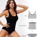 Shapewear Bodysuits for Women Tummy Control Brief Seamless Waist Trainer Round Neck Slimming Tank Tops (Black, M)