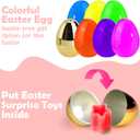 LEASEN [ 6 Surprise Golden Eggs ] 100 Pack Prefilled Easter Eggs with Novelty Toys Inside, 100 Plastic Easter Eggs Fillers with Toys, Pre-filled Easter Egg Party Favors, Easter Basket Stuffers