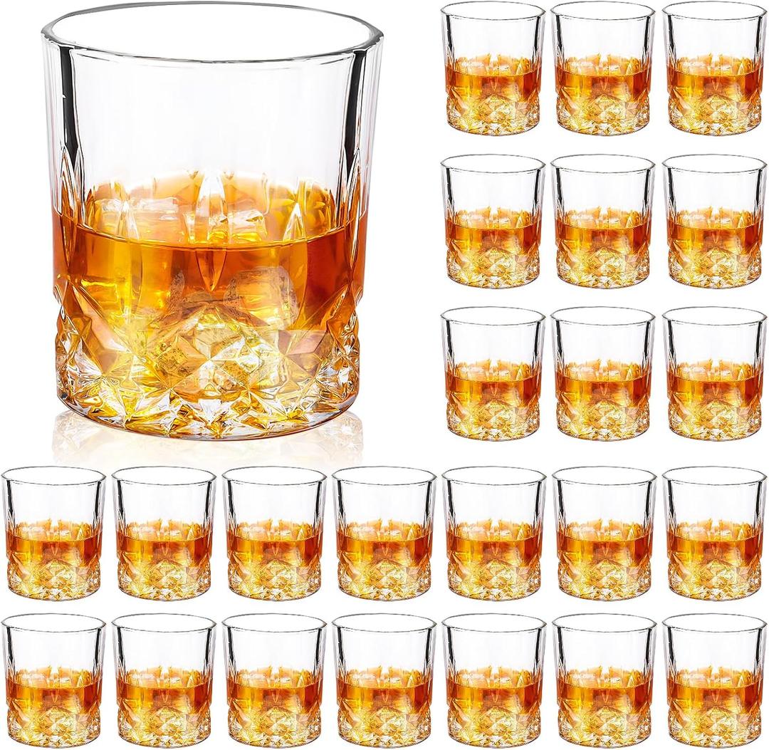 24 Pcs 10 oz Old Fashioned Whiskey Glasses Bulk Rocks Glass Cocktail Glasses Bourbon Glass for Liquor Drinks Bar Gift Wedding Home