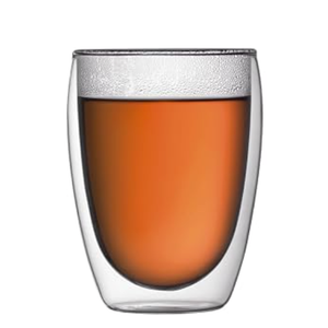 Bodum 12oz Pavina Double Wall Insulated Tumbler, High-Heat Borosilicate Glass, Set of 5, Clear