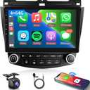 4G+64G Car Radio Stereo for Honda Accord 2003-2007, Wireless CarPlay Android Auto 10.1 Inch IPS Touch Screen Android 13 GPS Head Unit WiFi Bluetooth DSP Audio USB Dual Mic HD Rear Camera