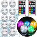 Mini Submersible LED Lights,Small Underwater Tea Lights Candles Waterproof with Remote Battery Operated,RGB Color Changing for Vase Home Party Wedding Table Halloween Pumpkin Centerpieces