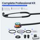 Stainless Steel Stethoscope, Dual-Frequency Diaphragm, Bell & Diaphragm & Pediatric Diaphragm, Noise-Reducing Silicone Ear Tips, Ideal for Doctors, Nurses, Students Use