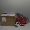 Benz Licensed Remote Control Fire Truck, RC Fire Truck Toy, Rechargeable Construction Truck Toys with Alarm Lights, Hose, Working Water Pump and Rotating Rescue Ladder Fire Truck Toys Gift for Kids