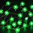 St Patricks Day Decorations Lights 10FT 30 LED Shamrock String Lights Battery Operated Saint Patricks Day Decor, 8 Light Modes St. Patrick's Day Lights Green Fariy Light for Home Party Table Tree