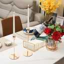 Cocktail Napkin Holder,Gold Square Napkin Holder Fit for 5x5 Cocktail-Sized Napkins,Glass Napkin Holders for Kitchen Counter Table Party Bar Decor