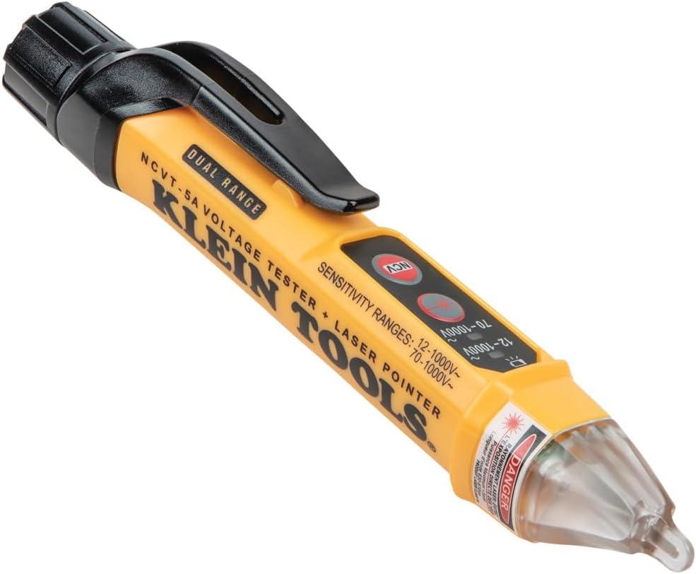 Klein Tools NCVT-5A Voltage Tester, Non-Contact Dual Range Voltage Tester Pen with Integrated Laser Pointer and Visual and Audible Alerts