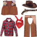Latocos 7 PCS Kids Cowboy Costume for Boys Ages 3-10 Years Halloween Party Dress Up Role Play and Cosplay