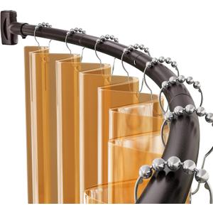 AmazerBath 20-84 Inches Arched Curved Shower Curtain Rod, Heavy Duty Shower Rod Rust Proof Bathroom Curtain Rod, Adjustable Telescoping Design Easy Segmented Installation, Need to Drill, Bronze