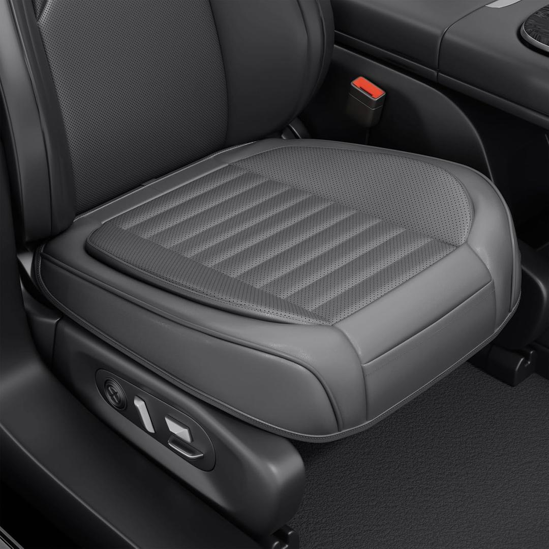 2 Pack Car Bottom Seat Covers, Luxury Leather Front Seat Covers, Breathable and Waterproof Automotive Bottom Seat Covers, Universal Anti-Slip Seat Covers Fit for Most Vehicles (Gray)