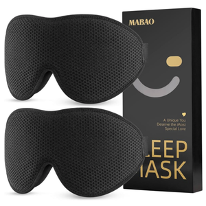 MABAO 2 Packs Sleep Mask for Side Sleeper, Eye Mask for Sleeping Women Men, 3D Contoured Cup No Eye Pressure 100% Light Blocking Sleeping Mask with Adjustable Strap Night Blindfold Flight, Nap, Black