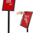 DISPLAYSWORKER Adjustable Heavy Duty Pedestal Sign holder floor Stand,sign stand poster stand Aluminum Snap Open Frame,Standing Floor for 8.5x 11 inch,Vertical/Horizontal View,Black