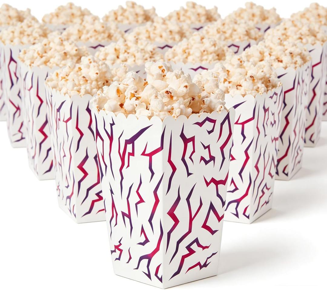cyxevous 24Pcs Paper Boxes Purple Pink Crack Pattern Movie Hunters Birthday Decorations Snack Trays Boxes for Movie Hunters Party Decorations