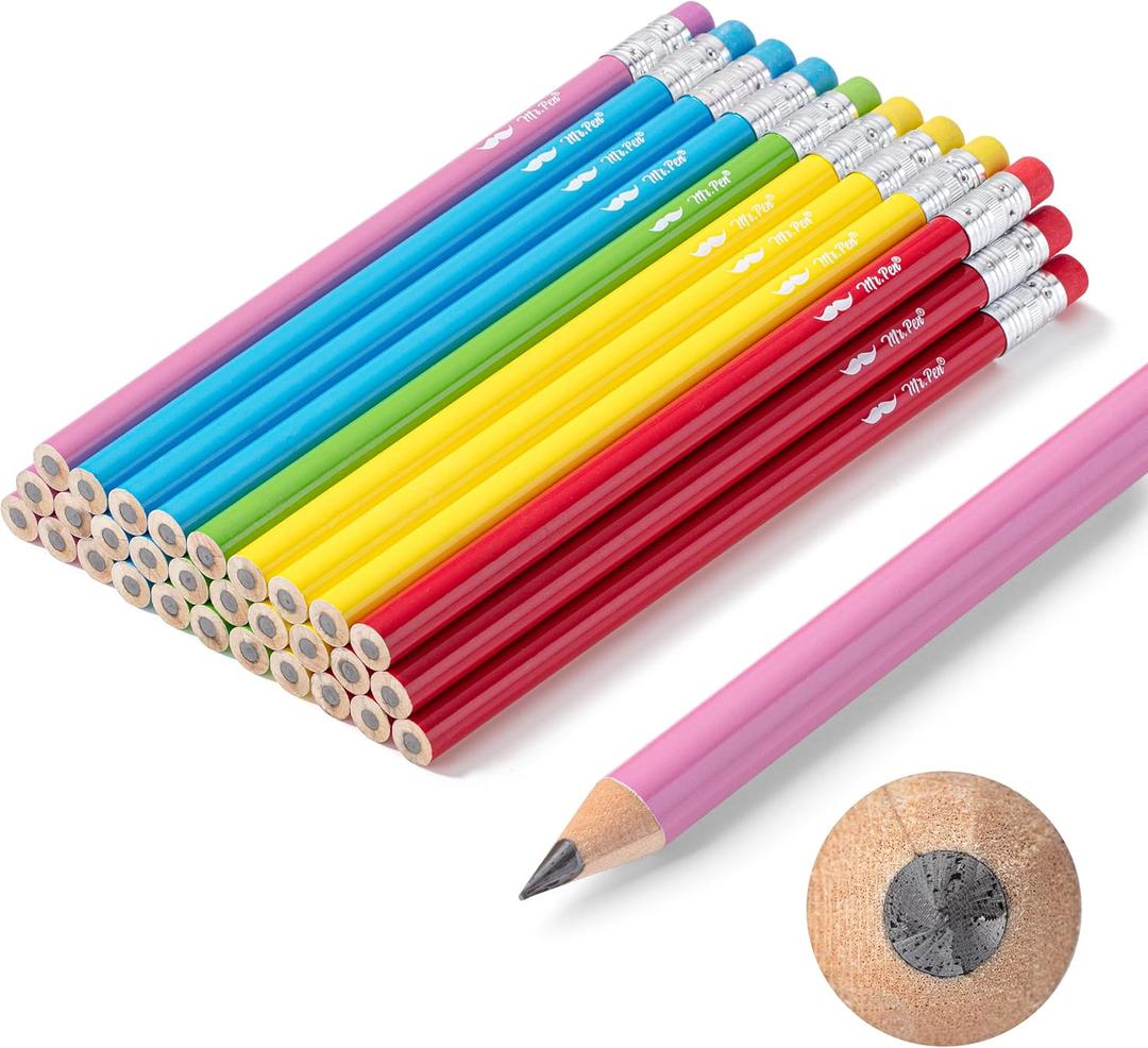 Mr. Pen- Jumbo Pencils, 30 Pencil, Preschool Pencils, Large Pencil, Colorful Barrels and Black 2 HB Graphite Cores, Smooth Lead, Latex-Free Eraser Top with Metal Ferrule