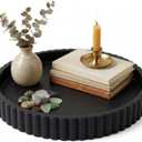 OAKOA Concrete Black Tray for Coffee Table - Round Black Decorative Tray for Table Decor - Bandejas Decorativas para La Sala - Coffee Table Centerpiece