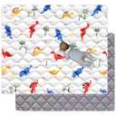 Odorless Premium Foam Baby Play Mat 36" x 36", Soft Microfiber Fabric Crawling Mat for Floor- Comfortable and Hypoallergenic, Non-Slip Cushioned Floor Playpen mat for Infants,Babies,Toddlers (A- Fun Dinosaur)