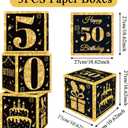50th Birthday Decorations Boxes for Men- 3PCS Black Gold Happy 50th Birthday Balloons Boxes, 50 Year Old Party Supplies for Men Women
