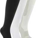 Compression Toe Socks for Men and Women 15-20mmHg, 3 Pairs, Knee High Five Finger Stockings, Medium