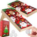 Sosation Christmas Mini Tabletop Cornhole Game Set 5" W x 10" L Mini Cornhole Board with Xmas Gift Box and 12 Coins Portable Wooden Desktop Toss Game Set for Family Christmas Party Prize Travel Home