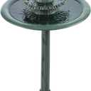 Alpine Corporation TEC104 Outdoor Floor 3-Tiered Pedestal Soothing Cascading Waterfall Fountain with Birdbath, 40", Green