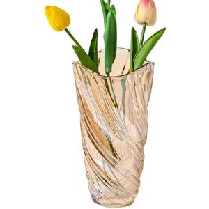 Glass Vase,Elegant Spiral Decorative Centerpiece for Home, Office,Wedding, Stylish Blown Glass Flower Vase