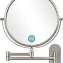 DECLUTTR 9 Inch Wall Mounted Makeup Mirror, 15X Magnification Double Sided Swivel Extendable Bathroom Mirror